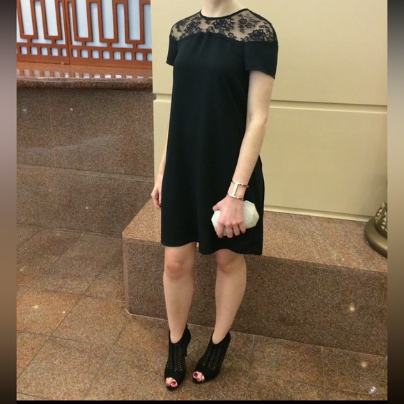 Zara | Black Lace Accent Pleated Sheath Dress xs 🖤 - Picture 12 of 12